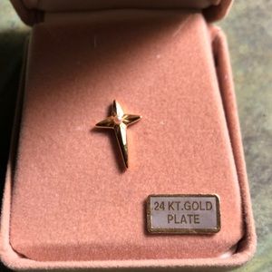 Vintage Cross tie tac with pearl accent